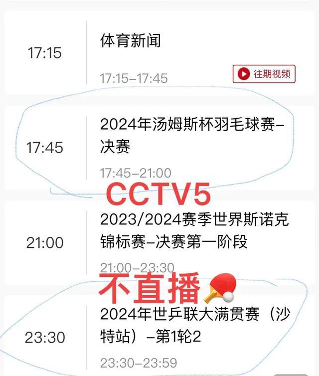 表：今日CCTV5节目表CCTV5+节目单！j9九游会(中国)网站中央5台直播乒乓球时间(图5)